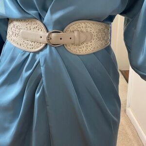 W Kleinberg large white leather belt size XS